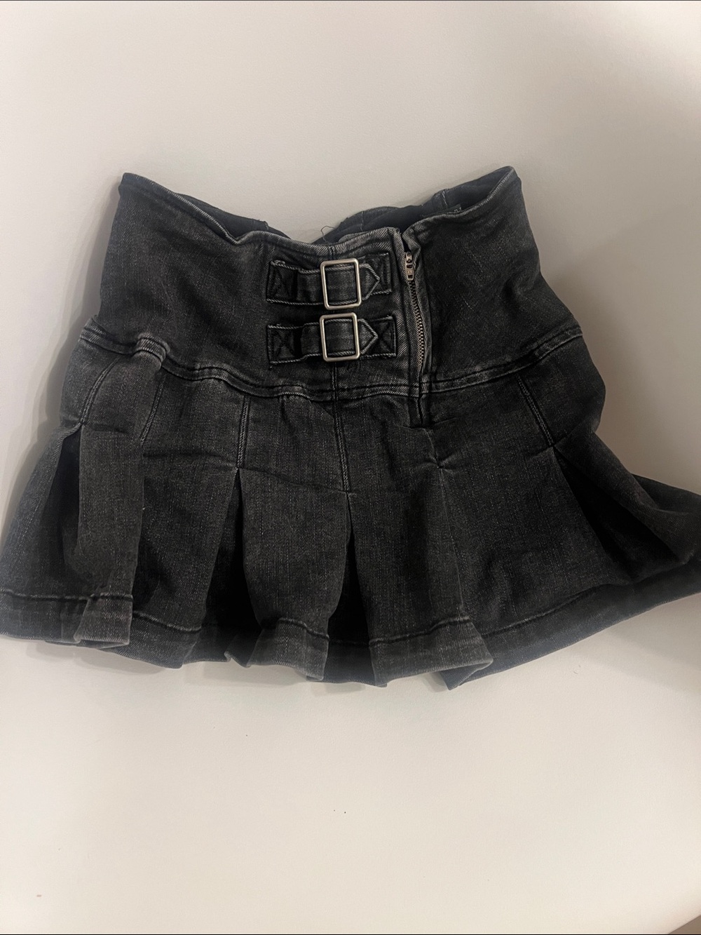 wild fable Black Pleated Mini Skirt with Buckle Detail